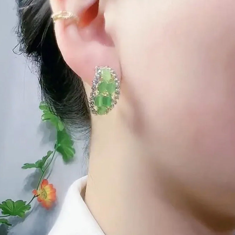 Elegant crystal oval stud earrings for women | Aaliyah -5