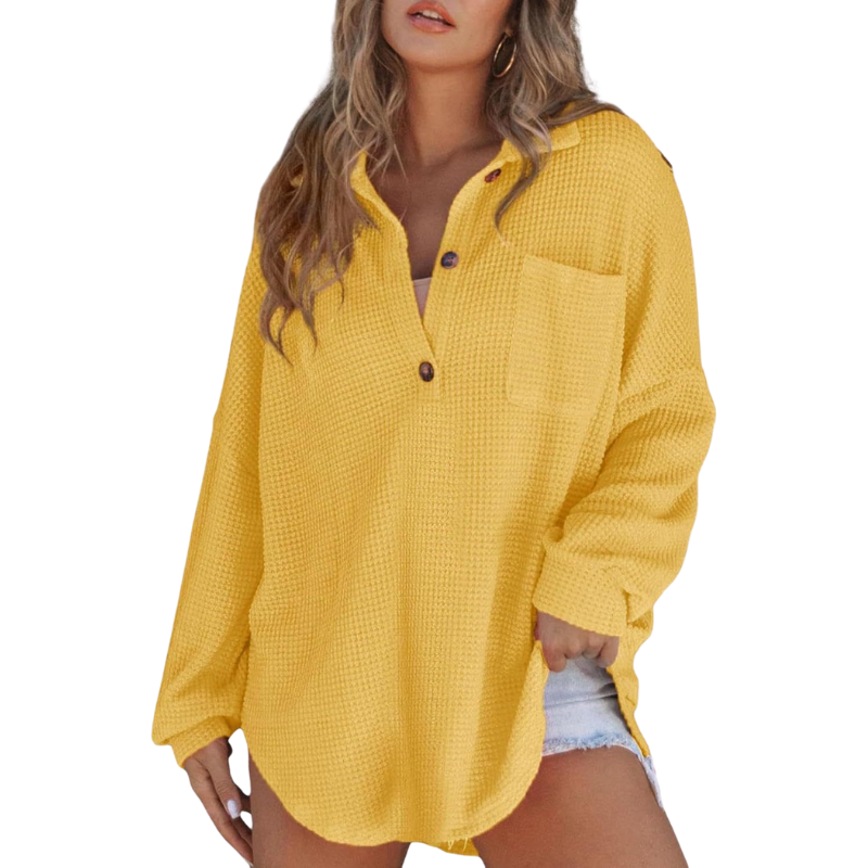 Textured Lightweight V-neck tunic blouse for women | Kathryn
