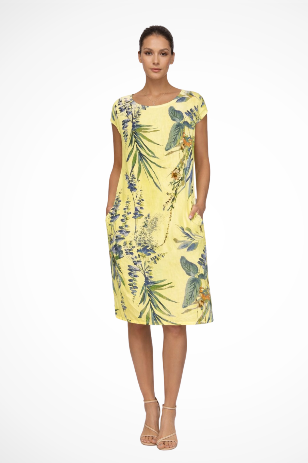 Botanical print casual relaxed summer dress for women | Ivy -9