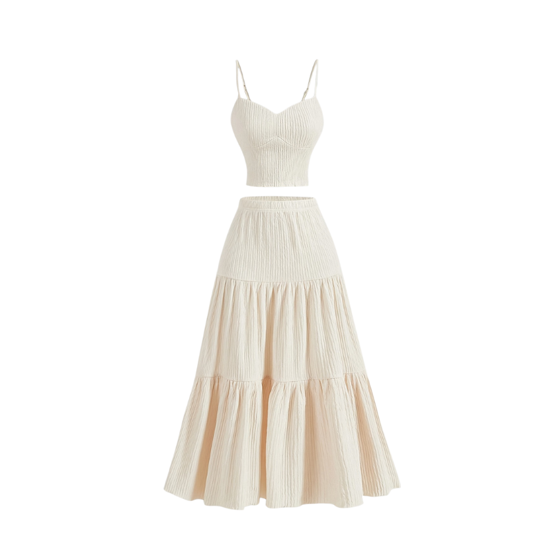Structured Crop cami top and A-line skirt set for women | Avina