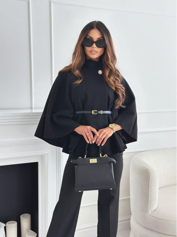Coated Belted butterfly sleeve jacket for women | Lea