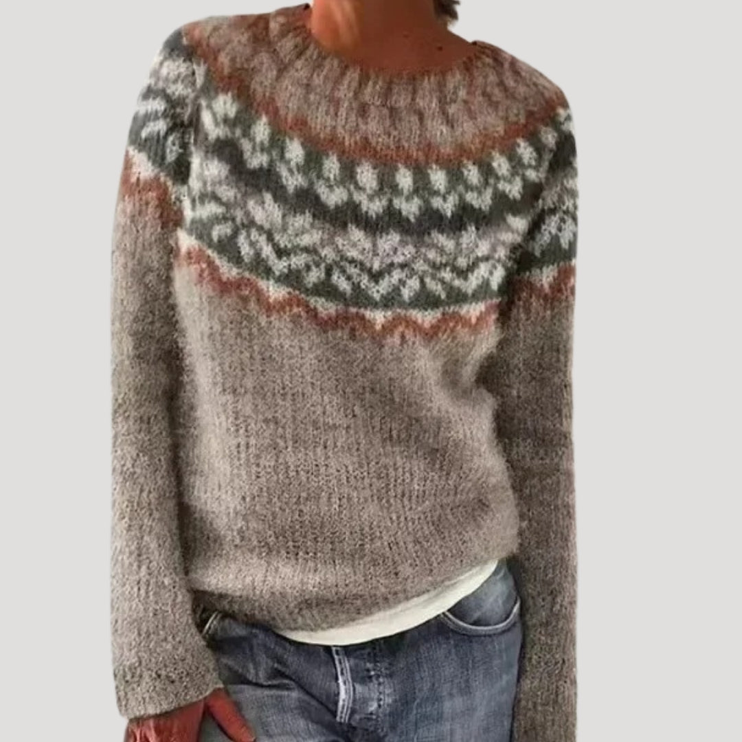Woven Patterned knitted winter sweater for women | Marielle