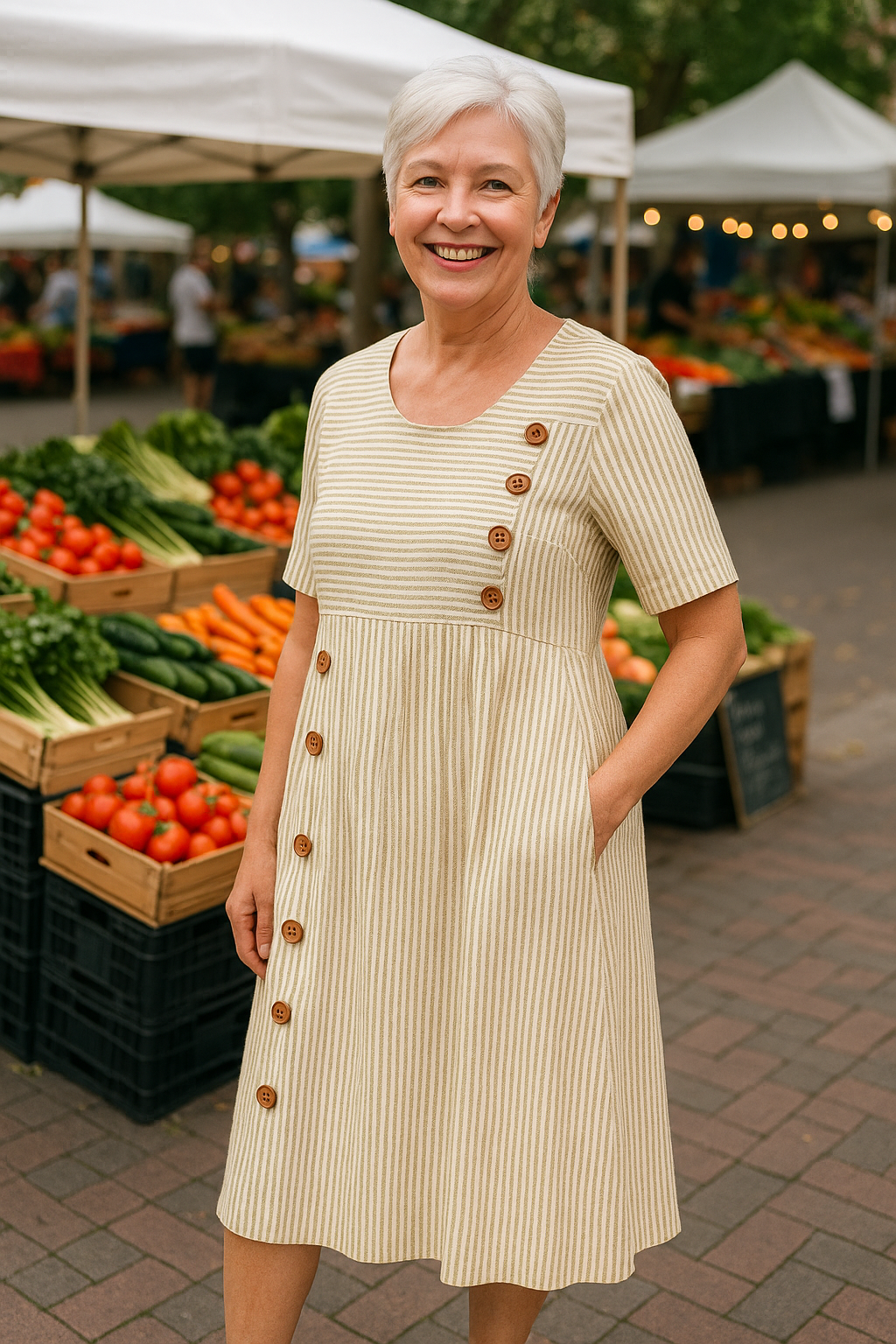 Enchanting Striped midi dress for women | Brienne
