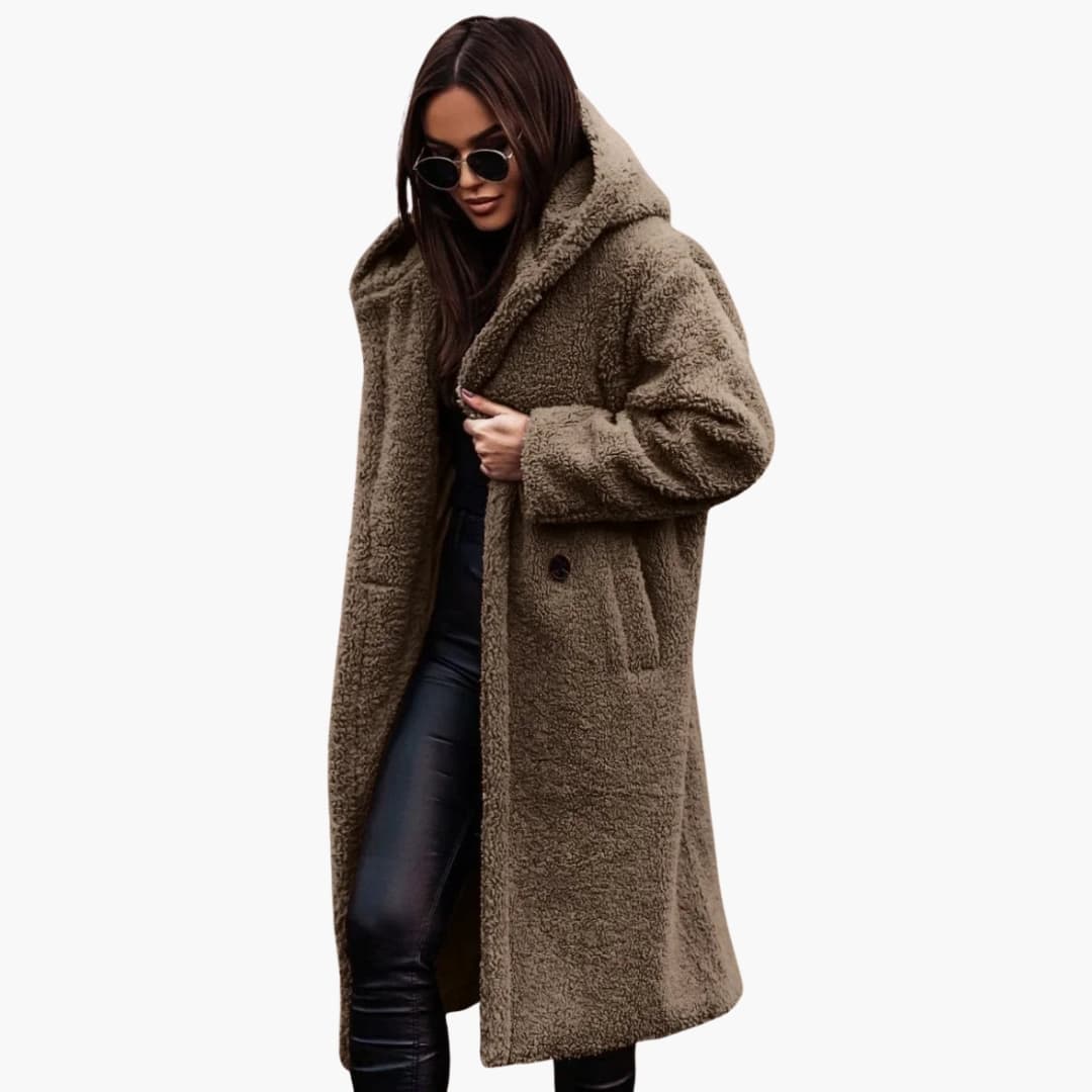 Classic hooded button-front coat for women -11