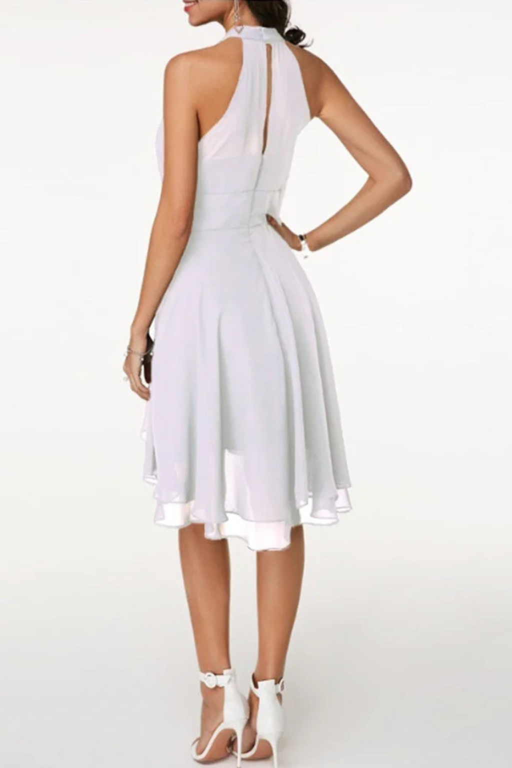 Tiered halter-neck mini dress for women | Eluned -7