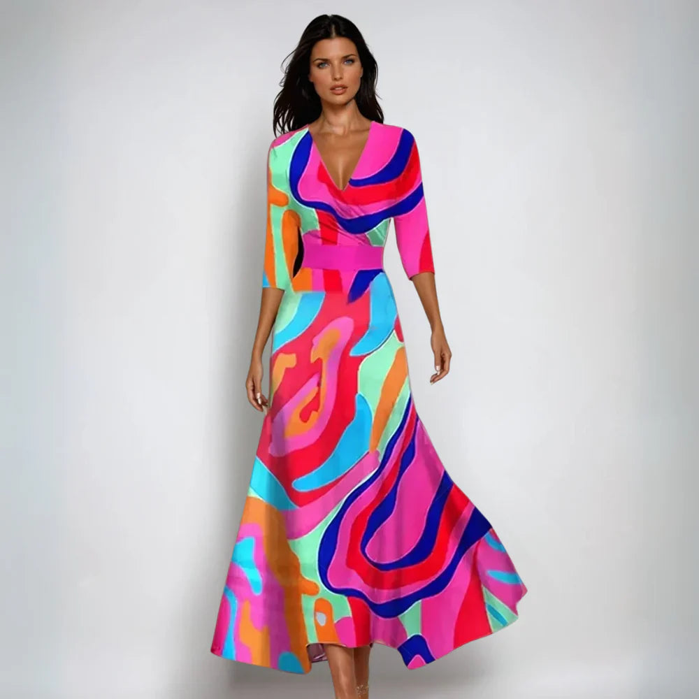 Elegant floral midi occasion dress for women | Lynor -8