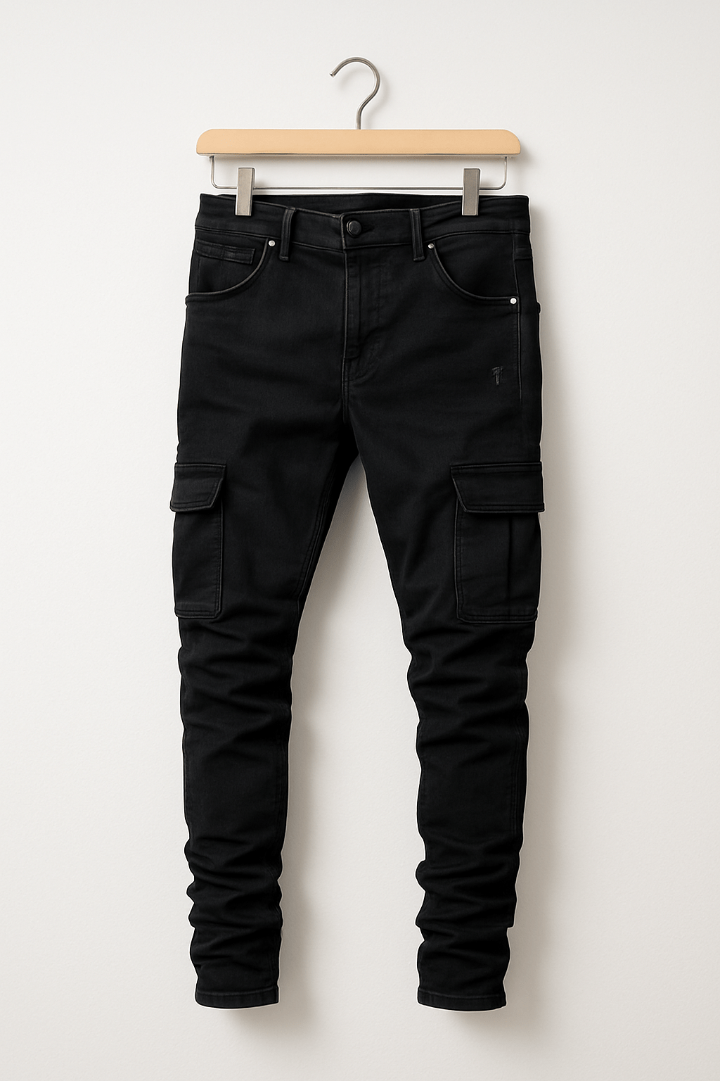 Tapered-leg cargo jeans with stretch fit for men | Riven -6