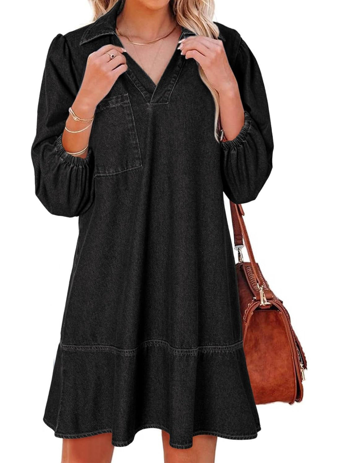 Supple V-neck babydoll dress for women | Amaia