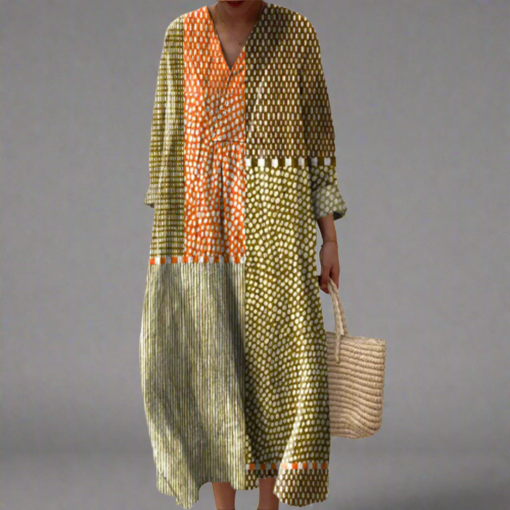 Flowy geometric print summer dress for women | Bree -1