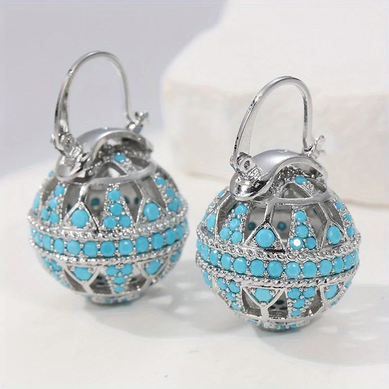 Heritage Globe drop earrings with filigree-inspired detail for women | Elowyn