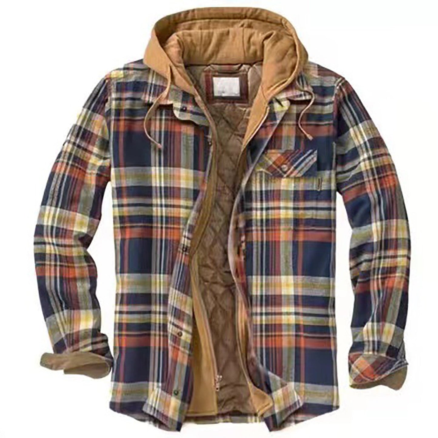 Vintage Lined check overshirt jacket with hood for men | Hendrik