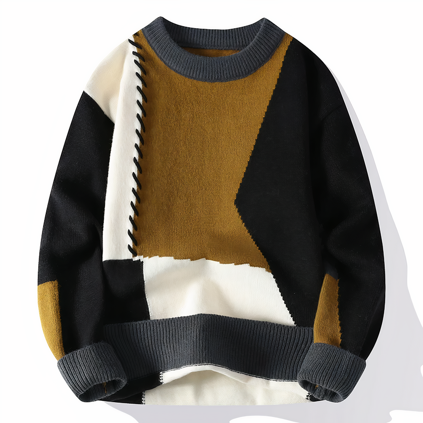 Brushed Knitted sweater with patchwork pattern for men | Jasper