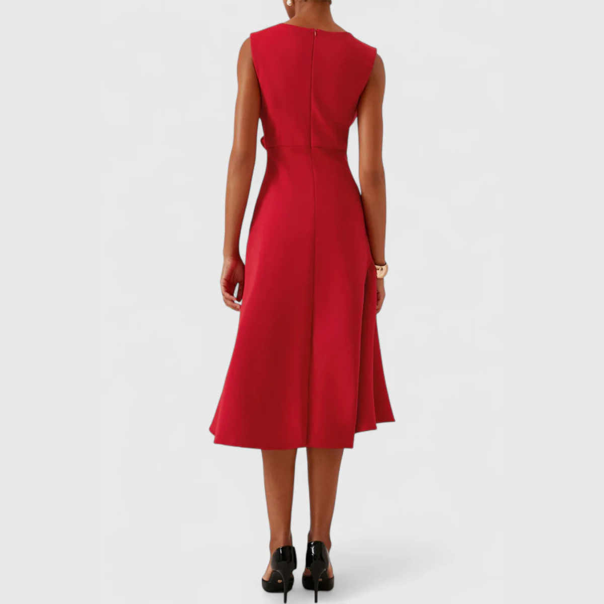 Draped asymmetric everyday midi dress for women | Sheila -16