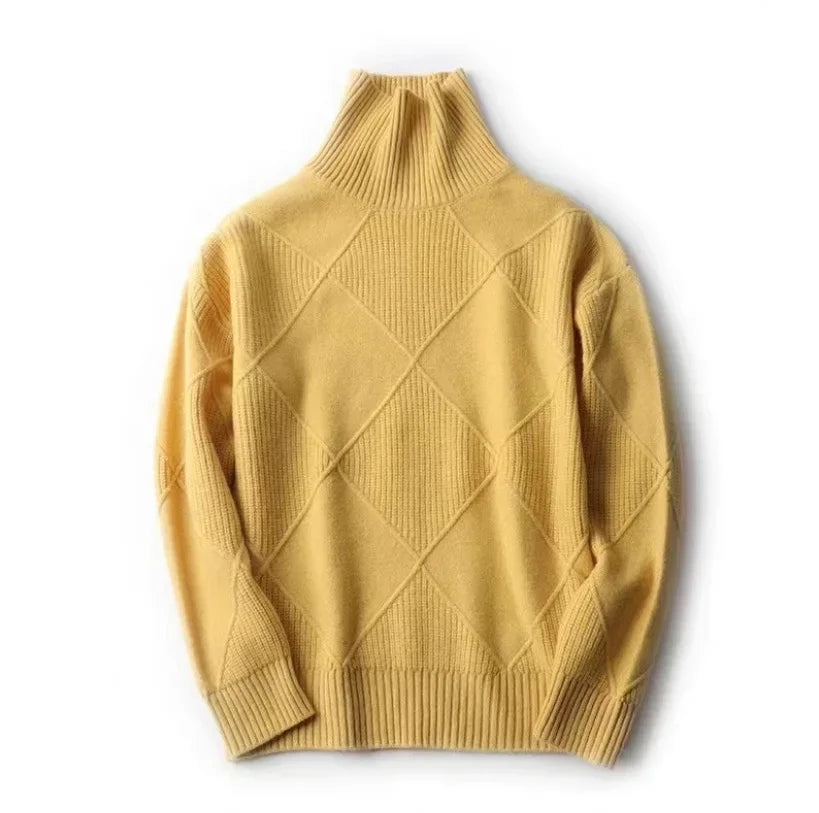 Classic diamond knit high-neck sweater for women | Allegra -7