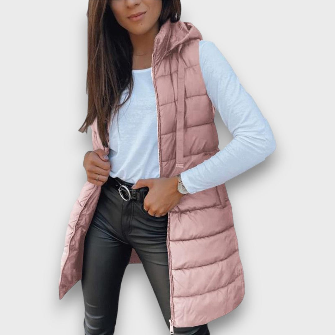 Sleeveless hooded puffer vest for women | Kaira -11