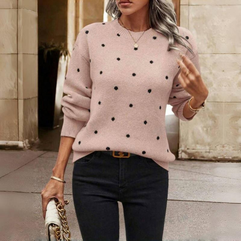 Classic polka dot knitted casual sweater for women | Nina -8