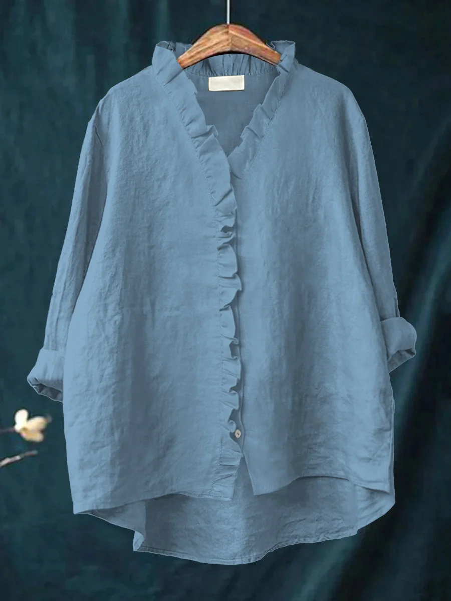 Pleated Soft ruffle blouse for women | Maribel