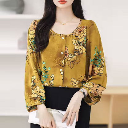 Wrapped Floral long-sleeve blouse for women | Abigail