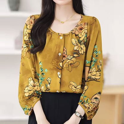 Wrapped Floral long-sleeve blouse for women | Abigail