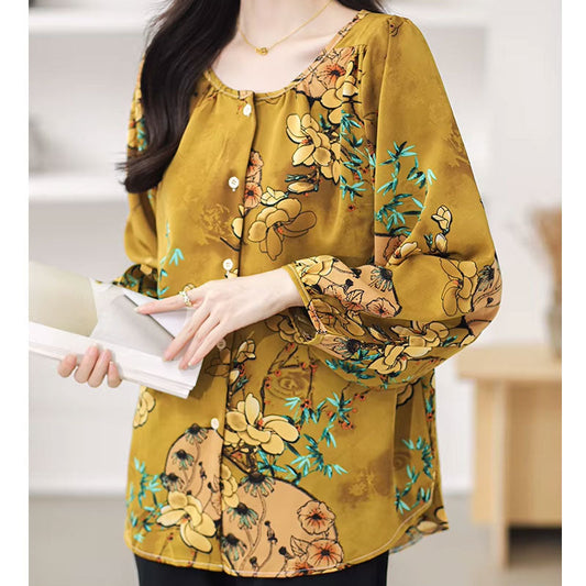Wrapped Floral long-sleeve blouse for women | Abigail