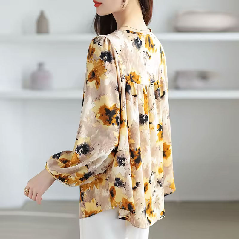 Wrapped Floral long-sleeve blouse for women | Abigail