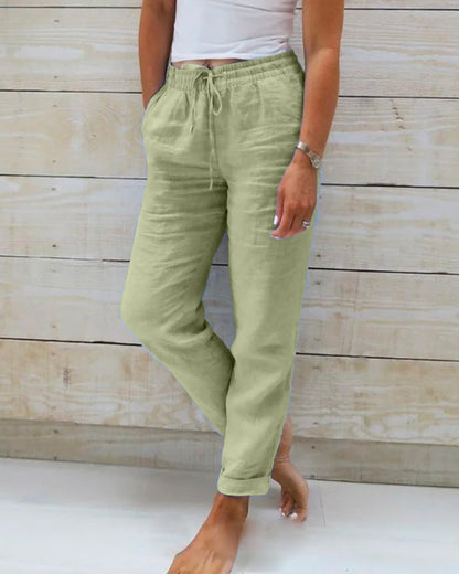 Relaxed drawstring straight-leg everyday trousers for women | Elowen -5