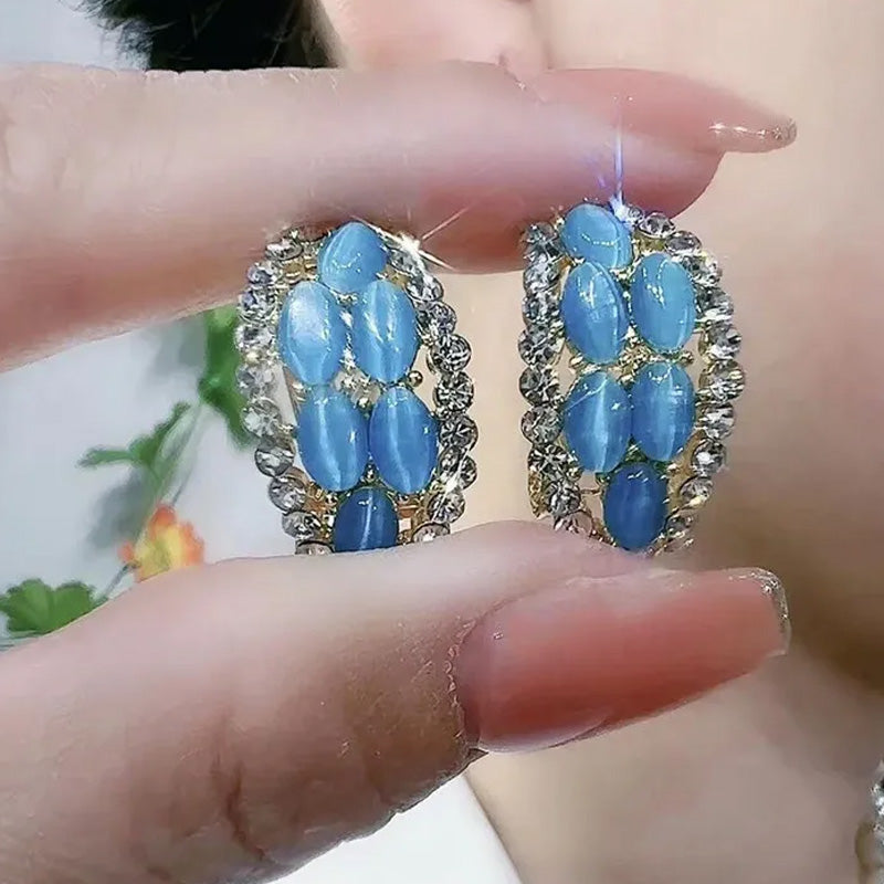 Elegant crystal oval stud earrings for women | Aaliyah -1