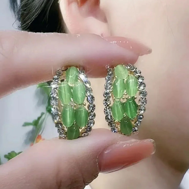 Elegant crystal oval stud earrings for women | Aaliyah -2