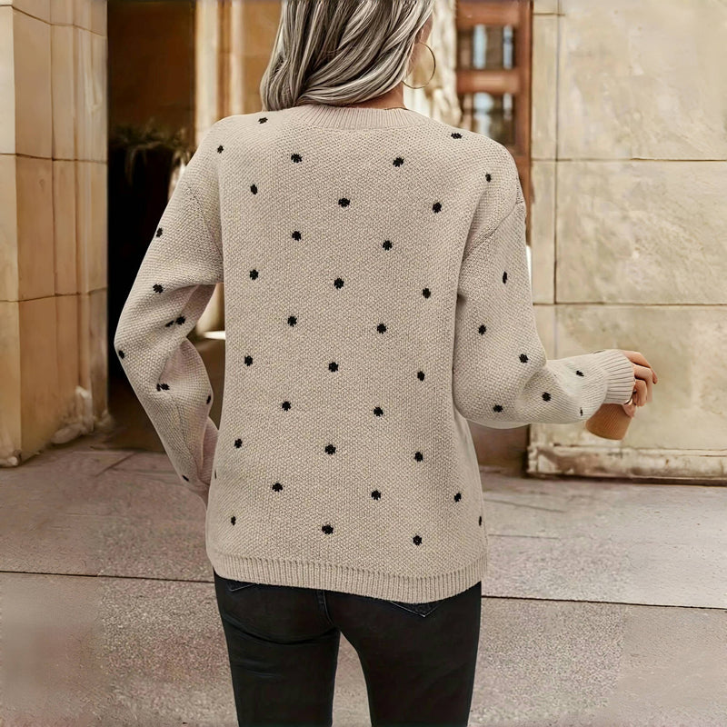 Classic polka dot knitted casual sweater for women | Nina -5