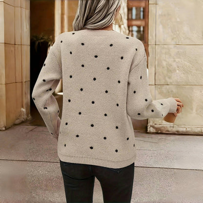 Classic polka dot knitted casual sweater for women | Nina -5