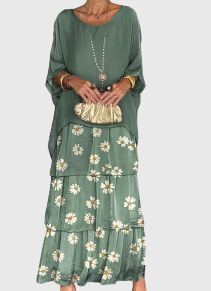 Muted Long flowing elegant dress for women | Clara