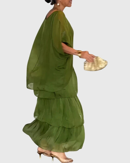 Muted Long flowing elegant dress for women | Clara