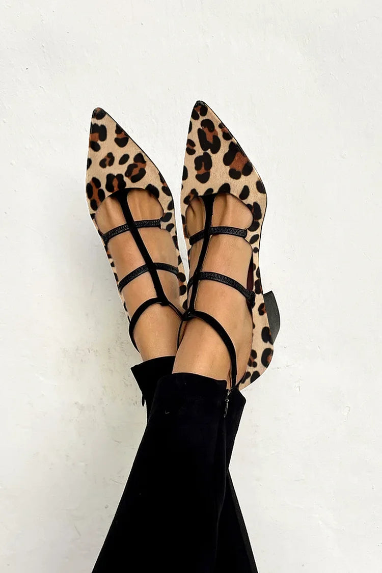 Leopard strap ballet heels for women | Bridget -1