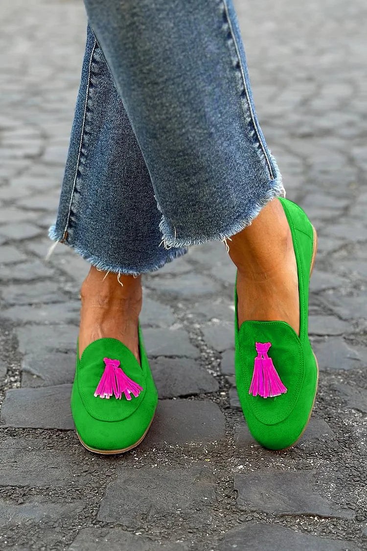 Minimal Colourful loafers with tassel detail for women | Virella