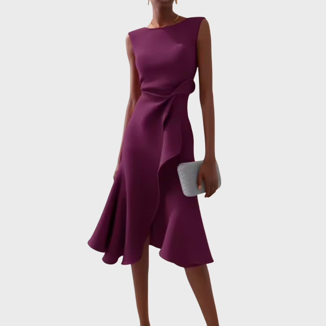 Draped asymmetric everyday midi dress for women | Sheila -7