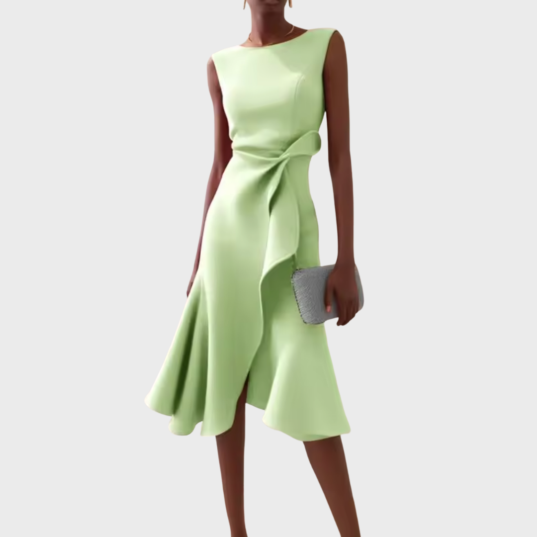 Draped asymmetric everyday midi dress for women | Sheila -8