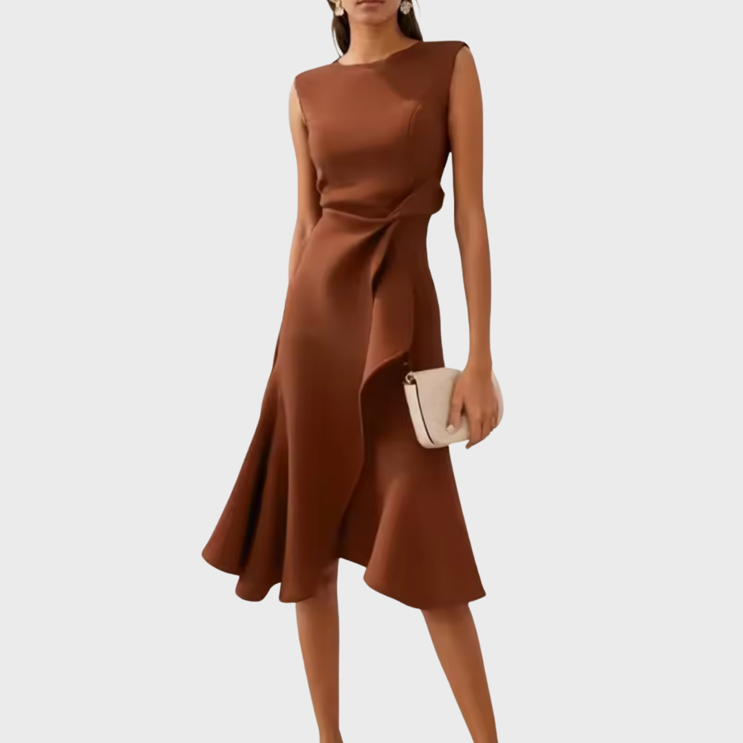 Draped asymmetric everyday midi dress for women | Sheila -9