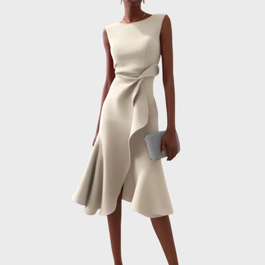 Draped asymmetric everyday midi dress for women | Sheila -10