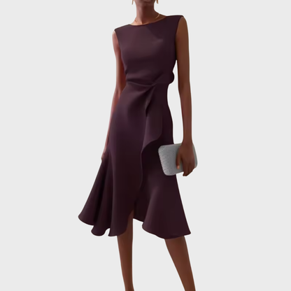 Draped asymmetric everyday midi dress for women | Sheila -11