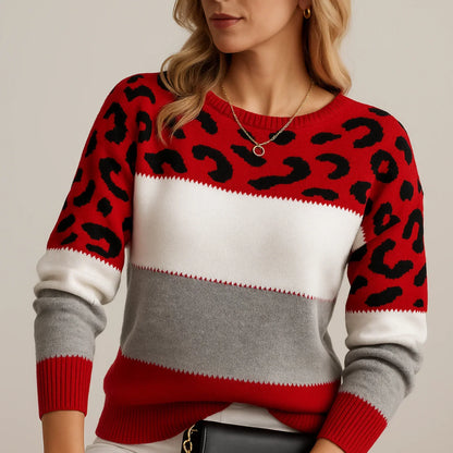Bold leopard print relaxed sweater for women | Pascaline -7