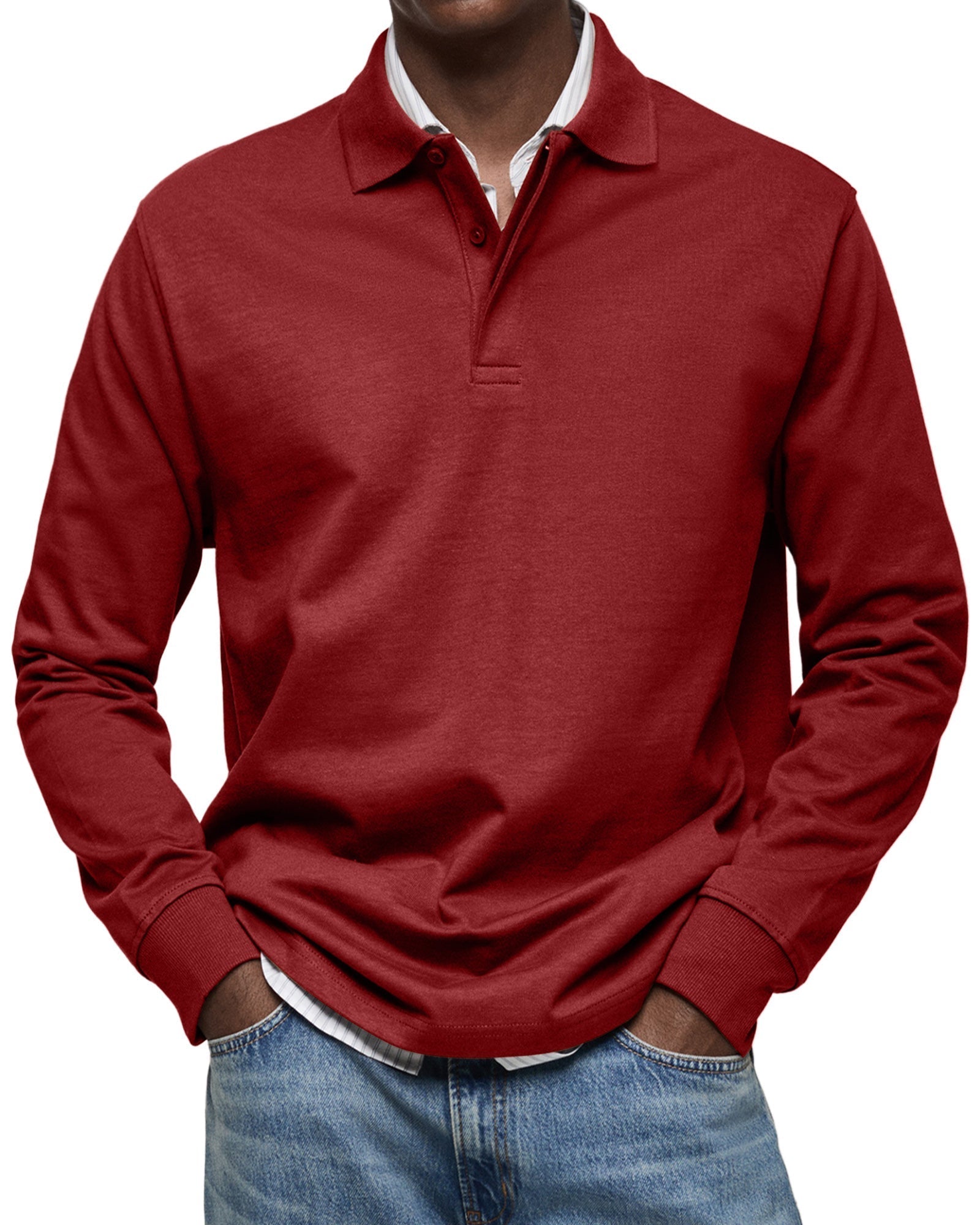 Classic relaxed long-sleeve polo shirt for men | Wilson -10