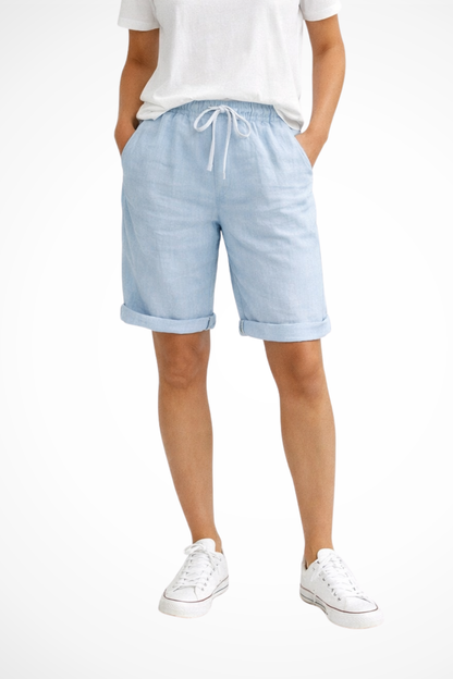 Relaxed linen capri trousers for everyday wear for women | Aveline -2