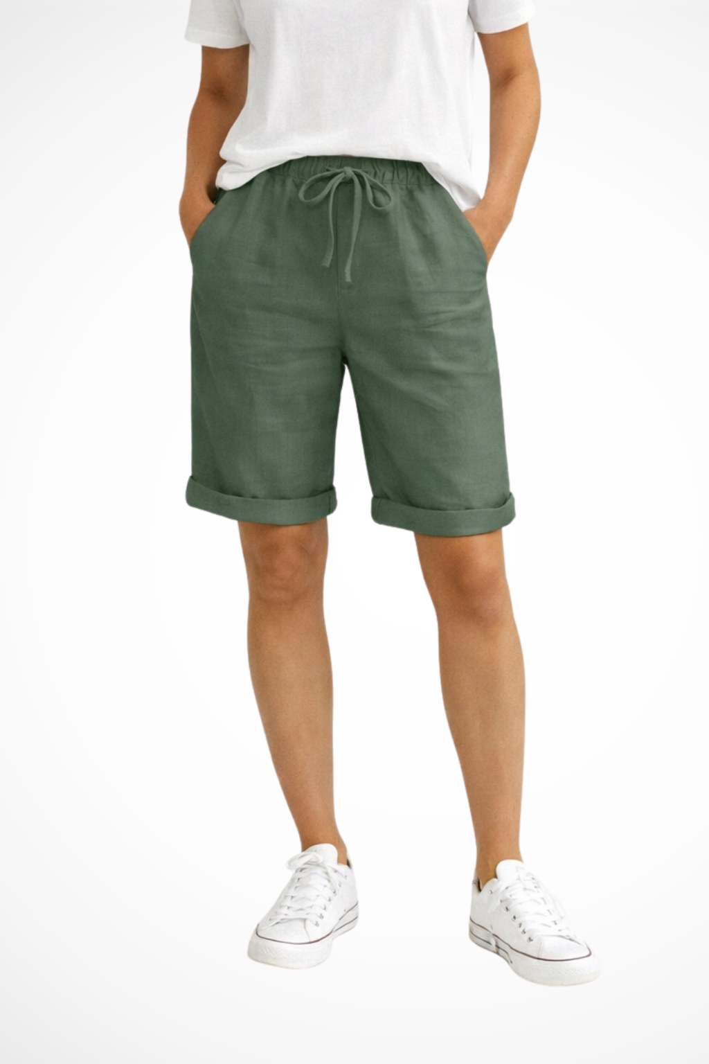 Relaxed linen capri trousers for everyday wear for women | Aveline -4