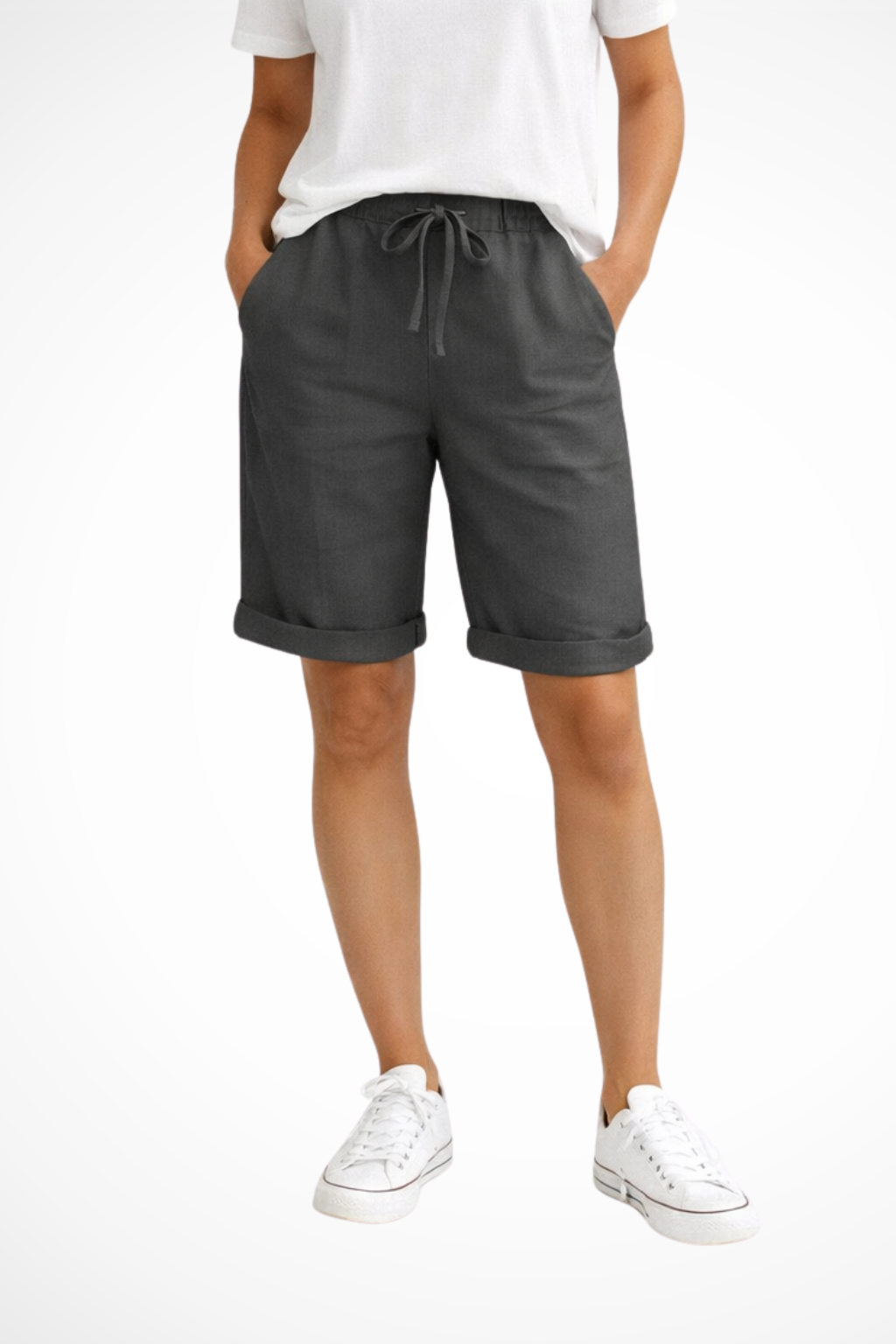 Relaxed linen capri trousers for everyday wear for women | Aveline -5