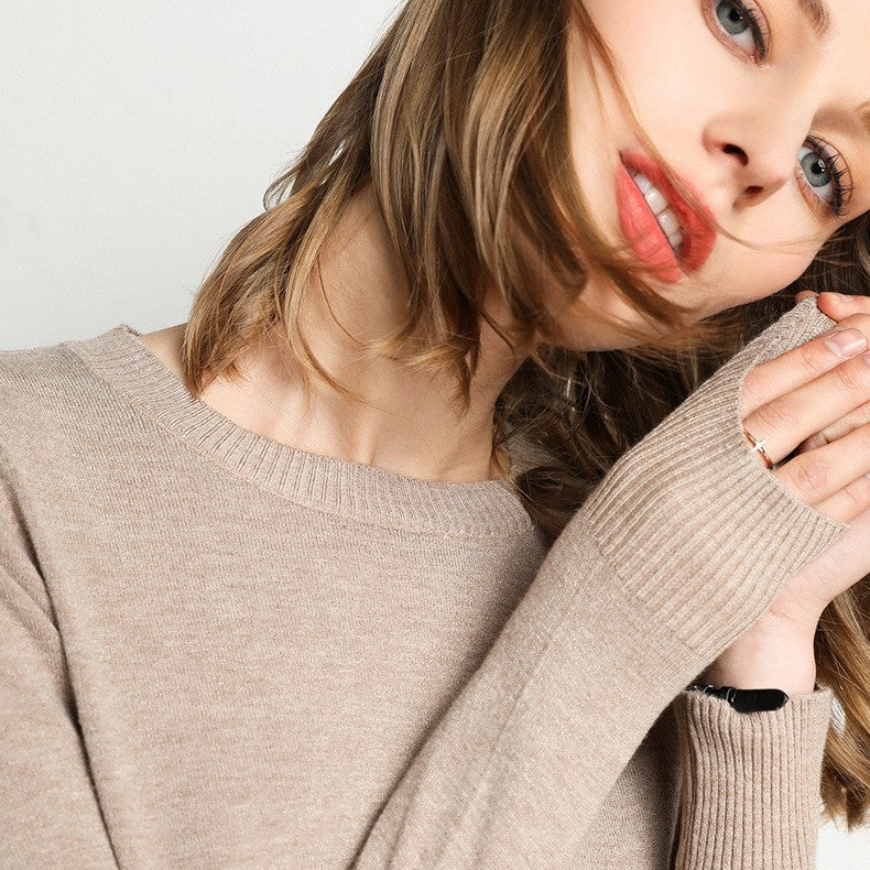 Classic soft cashmere round-neck jumper for women -16