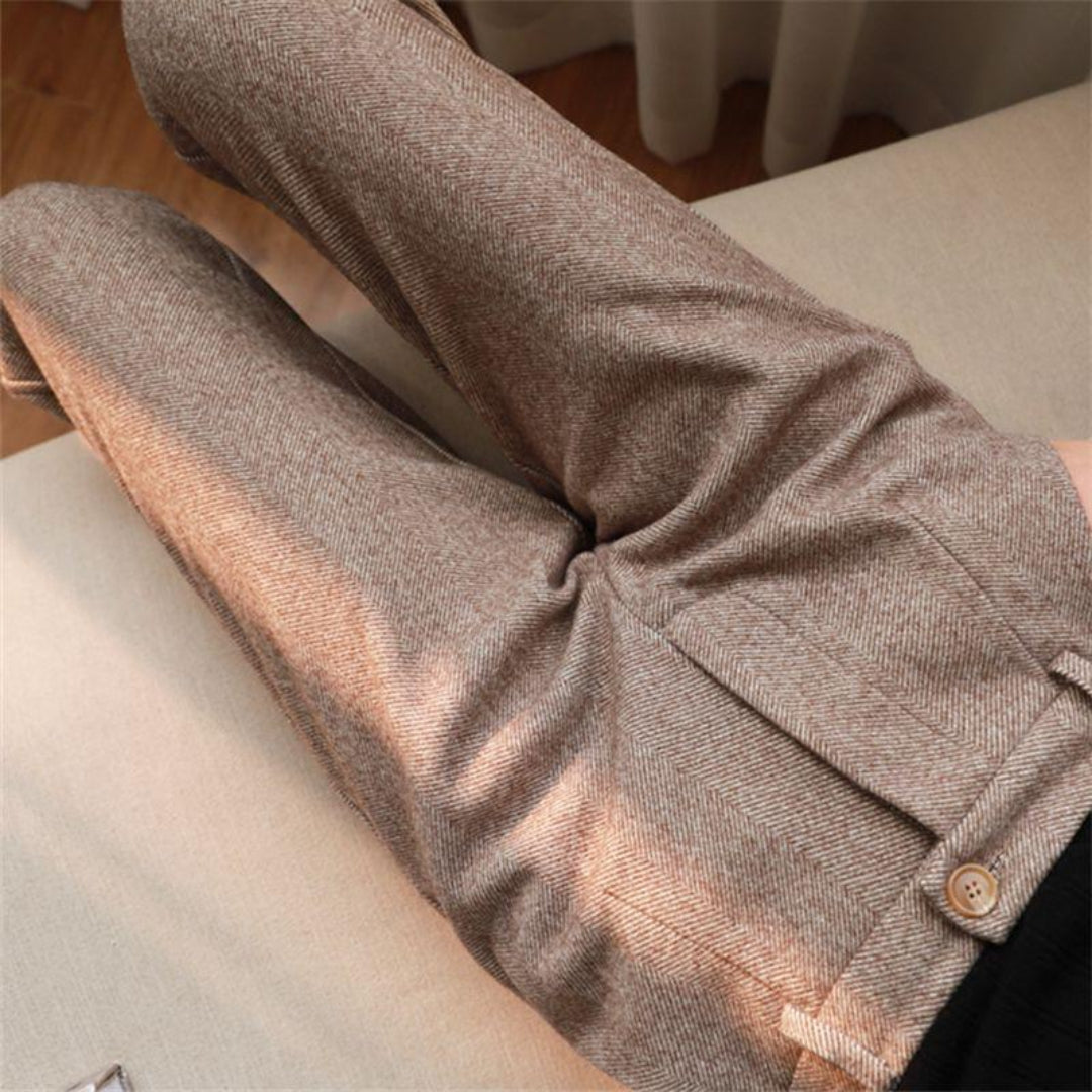 Cuffed Heritage herringbone tailored trousers for men | Alden