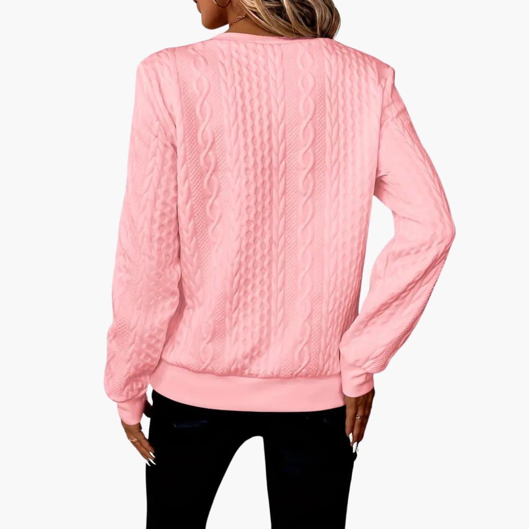 Cable-knit zip-neck pullover jumper for women -14