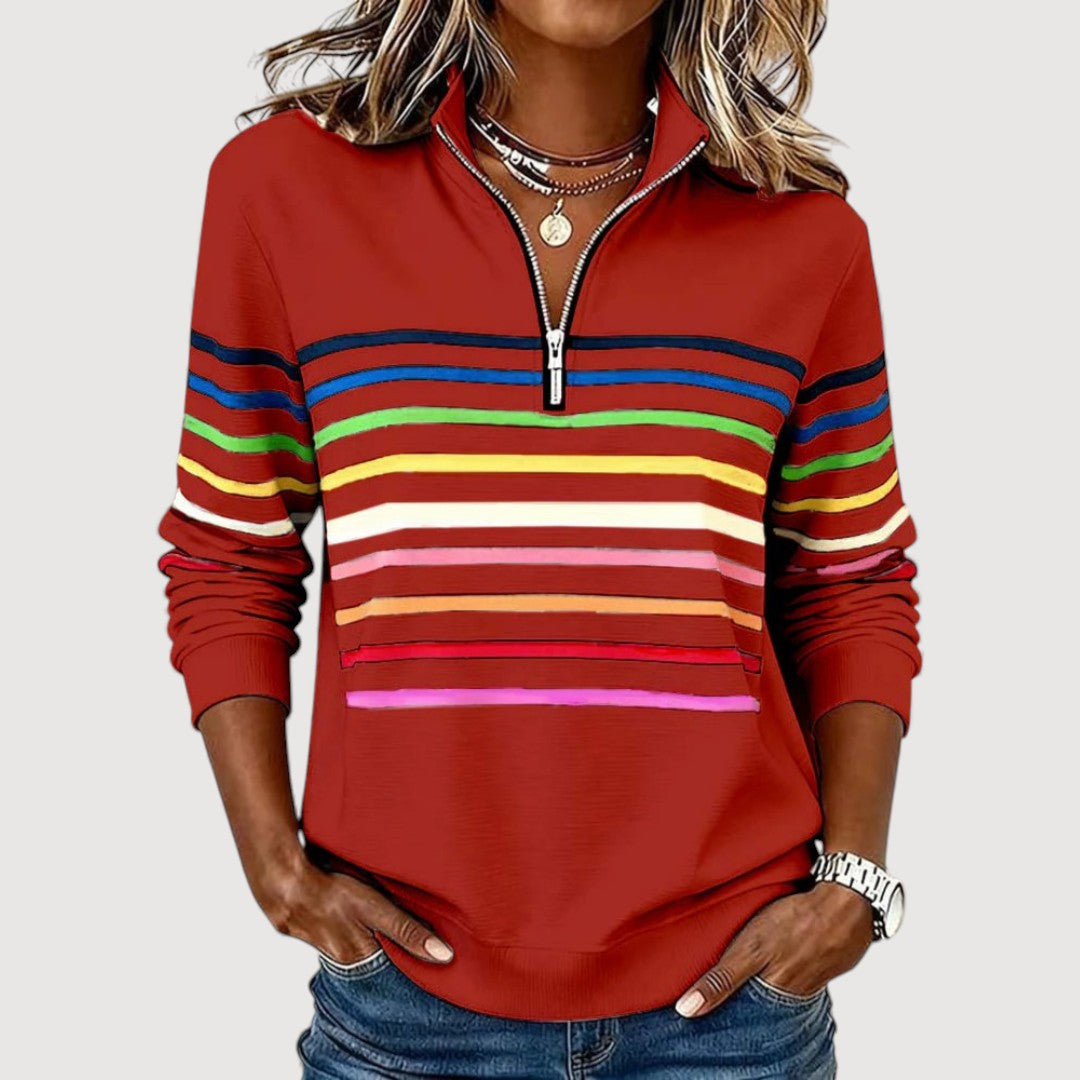 Relaxed casual zip-neck everyday top for women | Laica -5