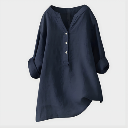 Turtleneck Elegant V-neck blouse with relaxed silhouette for women | Veronique