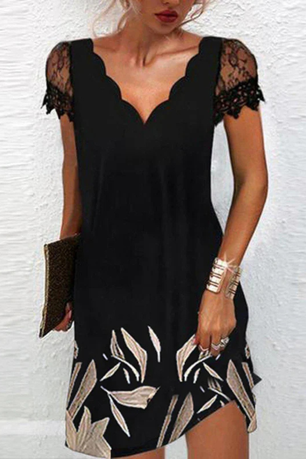 Lace-sleeve wedding guest mini dress for women | Harriet -7